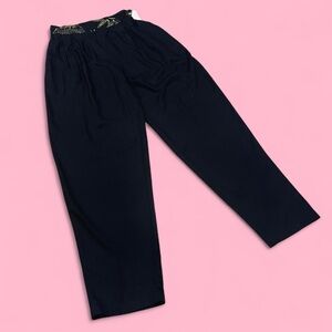 Surya Black High-waisted Relaxed Dress Pants Gold Bead Trim Large